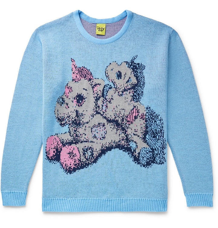 Photo: iggy - Unicorns Intarsia Knitted Sweater - Blue