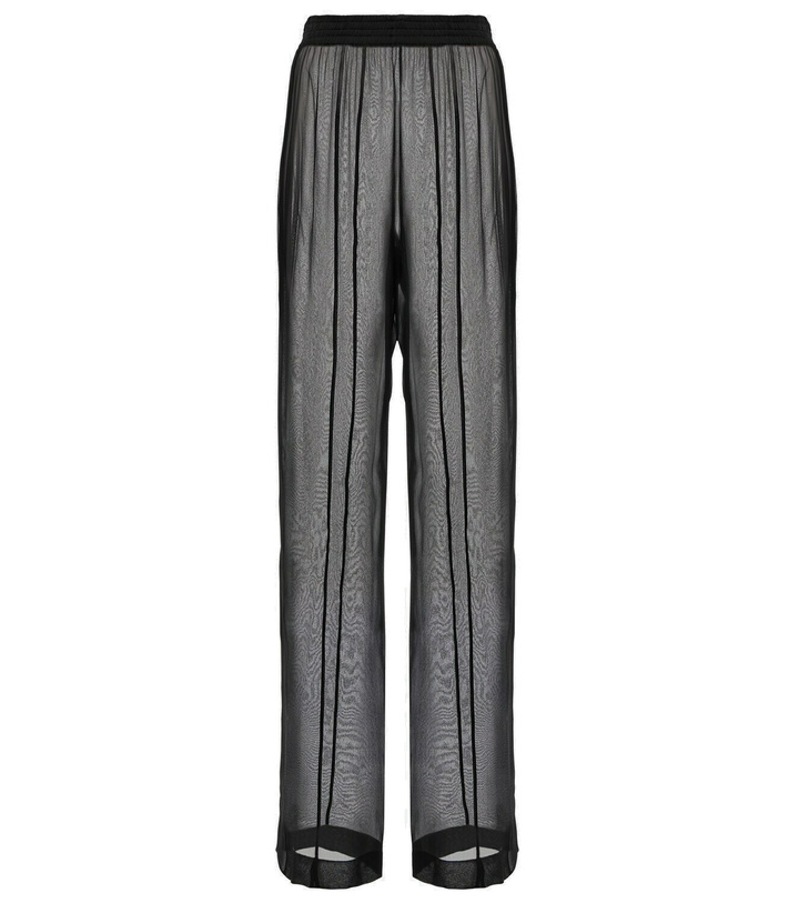 Photo: Saint Laurent - High-rise straight silk chiffon pants