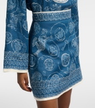 Alémais Lucky printed linen miniskirt