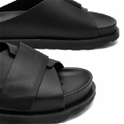 Jil Sander+ Men's Jil Sander Plus Leather Velcro Sandal in Black