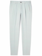 Incotex - Straight-Leg Pleated Cotton and Linen-Blend Trousers - Gray