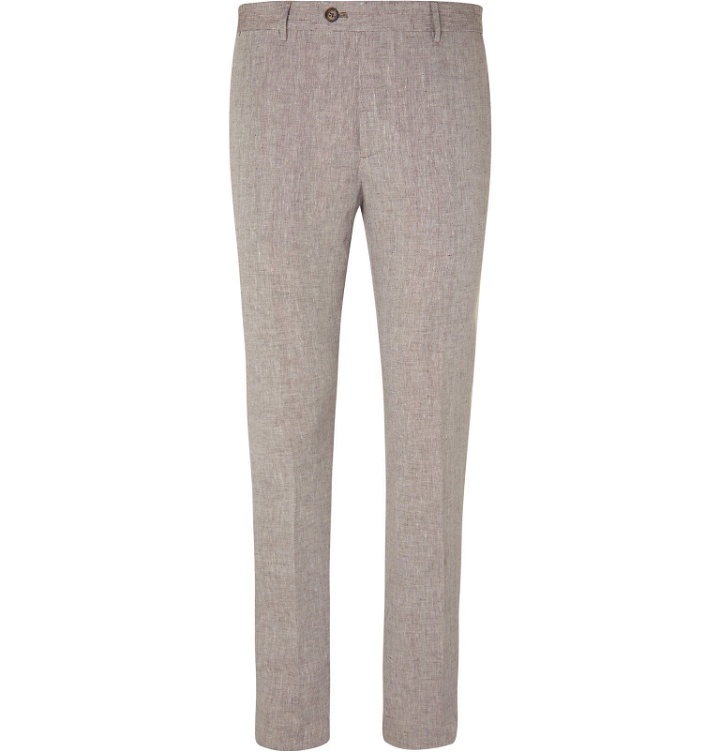 Photo: Etro - Burgundy Slim-Fit Linen Suit Trousers - Neutrals