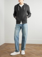 Brunello Cucinelli - Logo-Embroidered Ribbed Cashmere Zip-Up Hoodie - Gray