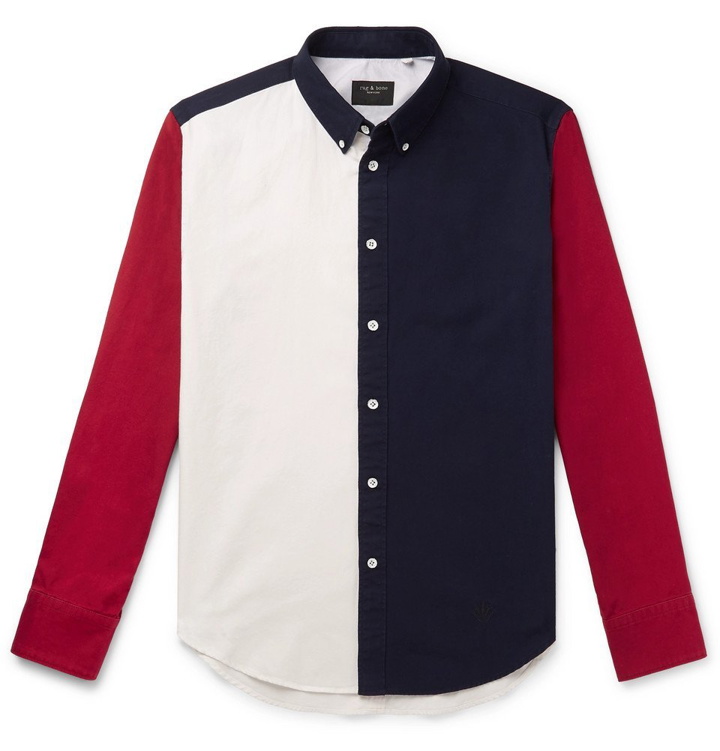 Photo: rag & bone - Tomlin Slim-Fit Button-Down Collar Colour-Block Cotton Oxford Shirt - Multi