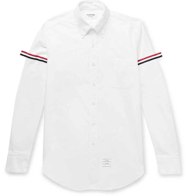 Photo: Thom Browne - Slim-Fit Button-Down Collar Grosgrain-Trimmed Cotton Oxford Shirt - White