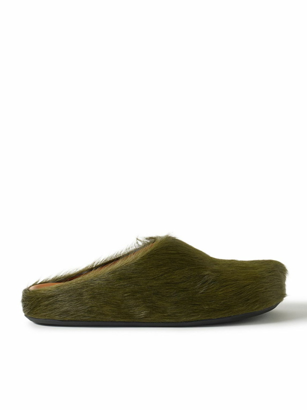 Photo: Marni - Fussbett Calf Hair Slippers - Green