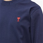 AMI Men's Long Sleeve Tonal Small A Heart T-Shirt in Nautic Blue