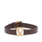 Valentino Men's V Leather Bracelet in Fondant