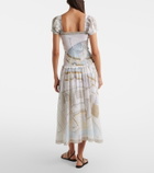 Tory Burch Printed shirred silk and cotton midi dress