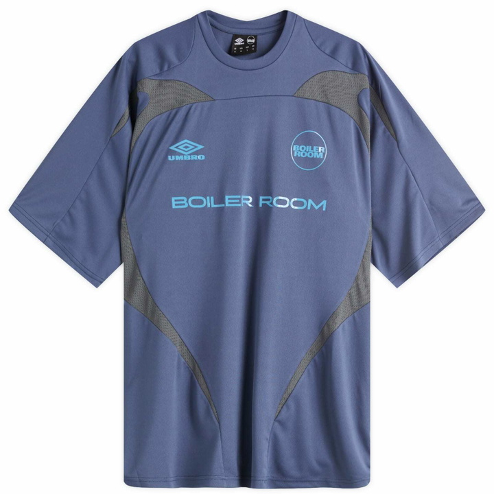 Photo: Boiler Room Men's x Umbro Football Shirt in Blue