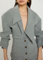 A.W.A.K.E Mode Blazer-effect Woven Bodysuit Grey
