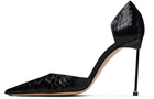 TOM FORD Black Semi Shiny Printed Python Spire D'Orsay Heels