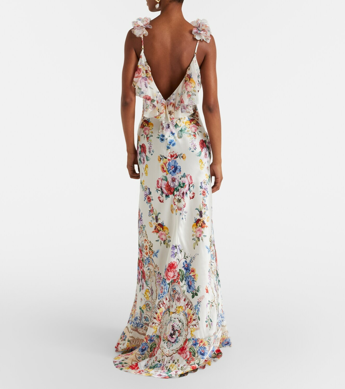 Camilla Embellished floral silk slip dress
