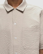 ølåf Seersucker Shirt Ss Beige - Mens - Shortsleeves