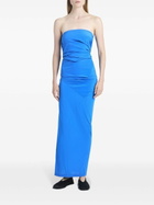 Proenza Schouler Blue Odette Draped Strapless Dress