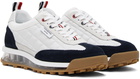 Thom Browne White & Navy Quilted Tech Runner Sneakers