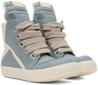 Rick Owens Blue & White Porterville Jumbolaced Geobasket Sneakers