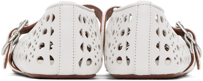 ALAÏA White Perforated Ballerina Flats