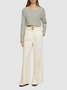 WEEKEND MAX MARA Pino Belted Cotton Canvas Wide Pants