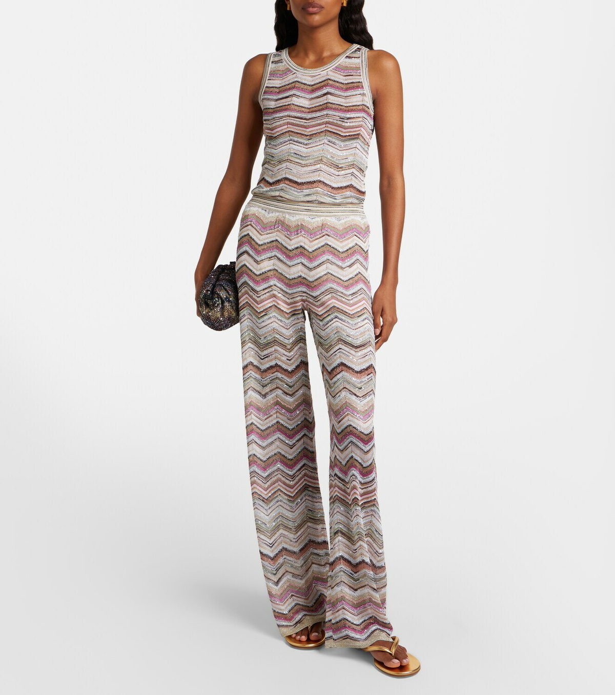 Missoni Zigzag sequined lamé top