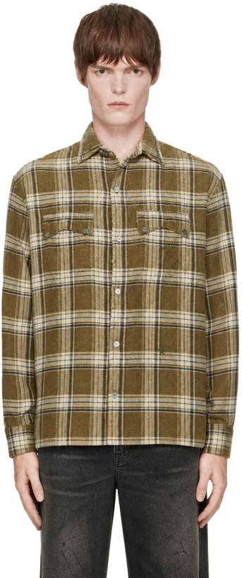 Photo: Rhude Green Aviabi Cargo Long Sleeve Flannel Shirt