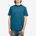 Fred Perry Men's Fine Stripe Heavyweight T-Shirt in Ocean/Navy