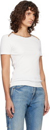 Burberry White Check Trim Stretch Cotton T-shirt