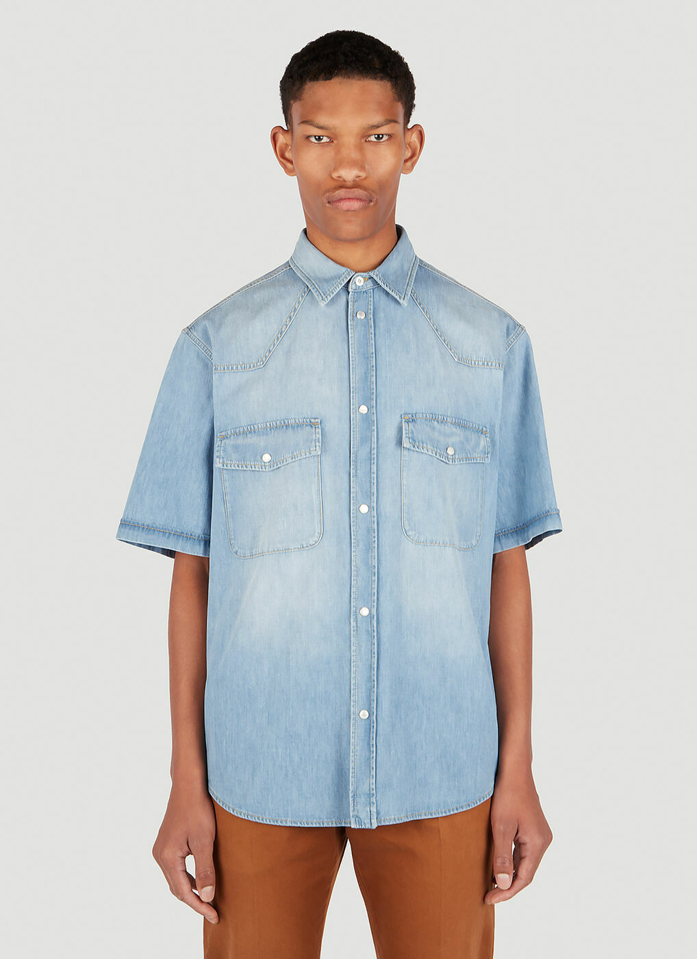 Gucci - Logo Patch Denim Shirt in Blue Gucci