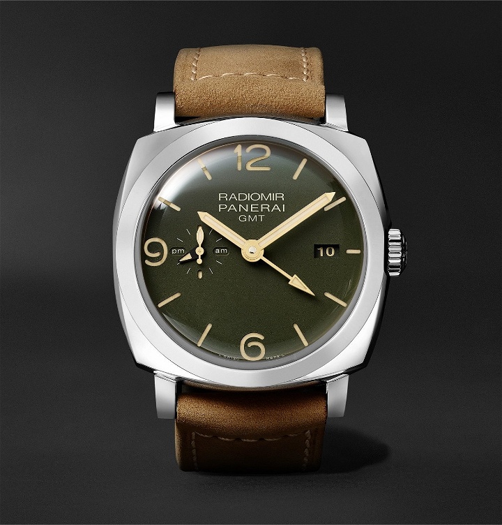 Photo: Panerai - Radiomir GMT Automatic 45mm Stainless Steel and Leather Watch, Ref. No. PAM00998 - Green