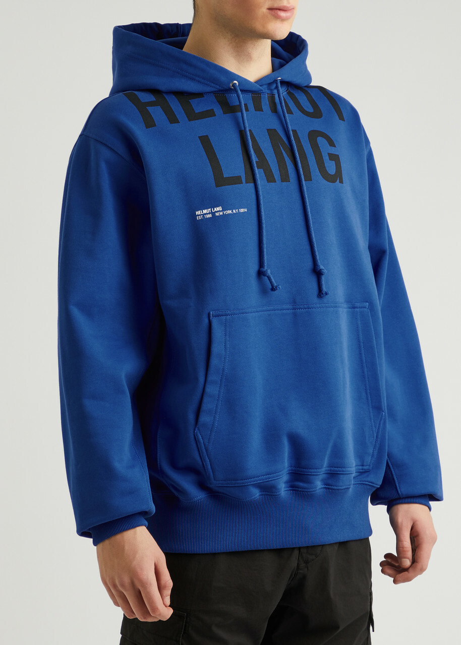 Helmut Lang Logo-print Hooded Cotton Sweatshirt Blue
