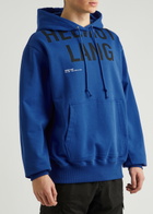 Helmut Lang Logo-print Hooded Cotton Sweatshirt Blue