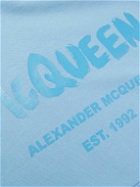 Alexander McQueen - Logo-Print Cotton-Jersey Hoodie - Blue
