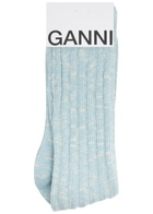 Ganni Logo Metallic Cotton-blend Socks Blue