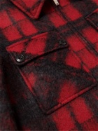 SAINT LAURENT - Checked Brushed Wool-Blend Overshirt - Red