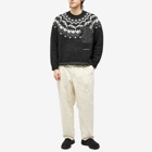 And Wander Men's Lopi Fair Isle Crew Knit in Black