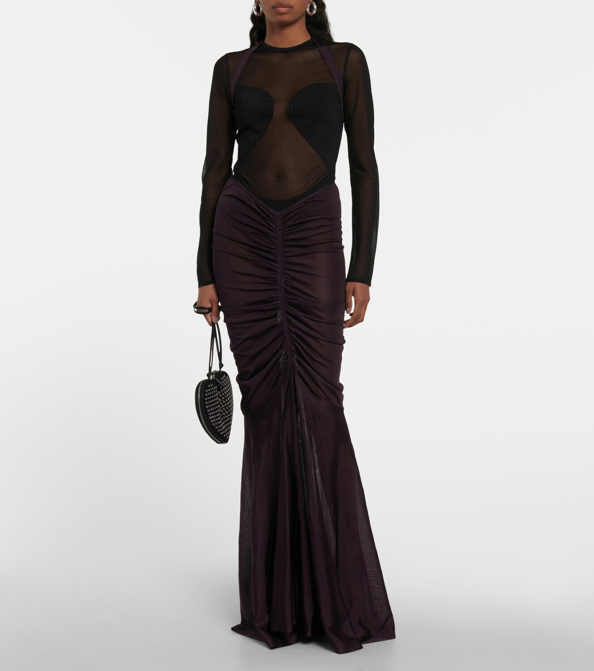 Alaa Harness ruched jersey maxi skirt ALAA Alaa Harness ruched jersey maxi skirt ALAA