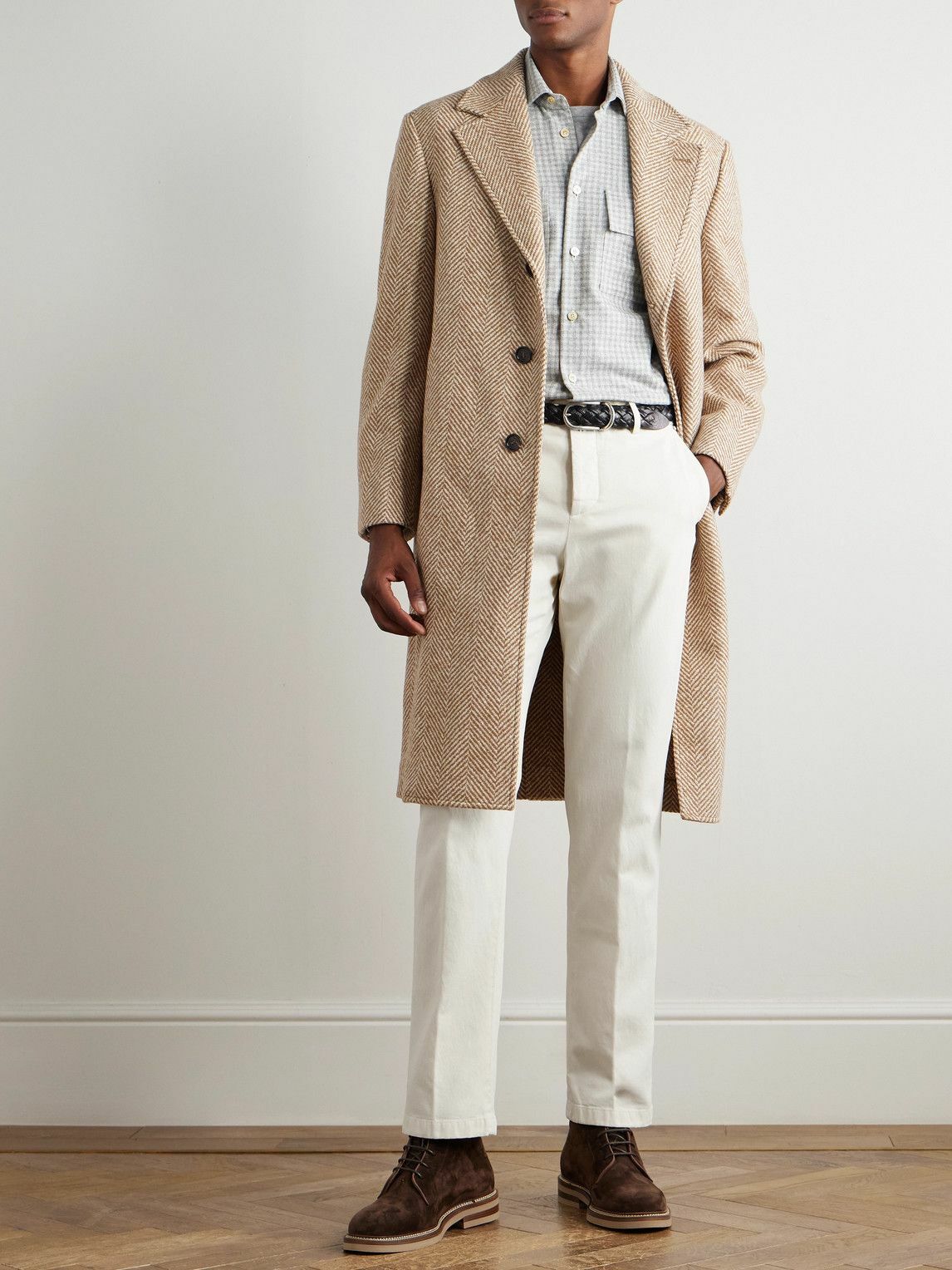 Kiton - Tapered Lyocell-Blend Twill Trousers - Neutrals