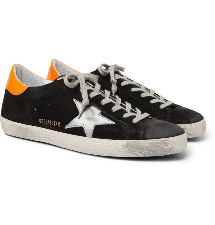 Photo: Golden Goose Deluxe Brand - Superstar Distressed Leather and Suede Sneakers - Men - Black