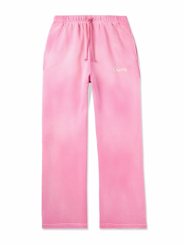 Photo: Cherry Los Angeles - Straight-Leg Garment-Dyed Cotton-Jersey Sweatpants - Pink