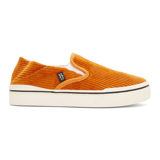 Photo: R13 Orange Corduroy Slip-On Sneakers