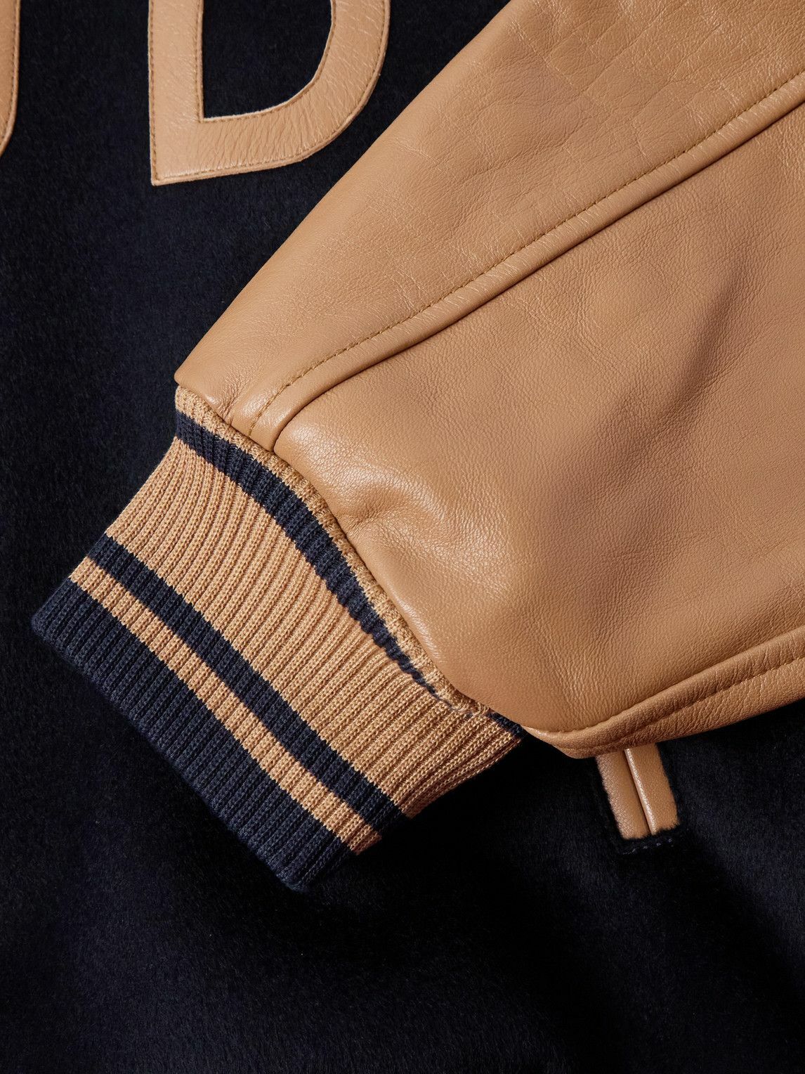 Rhude - Logo-Appliquéd Wool-Felt and Leather Varsity Jacket - Blue