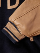 Rhude - Logo-Appliquéd Wool-Felt and Leather Varsity Jacket - Blue