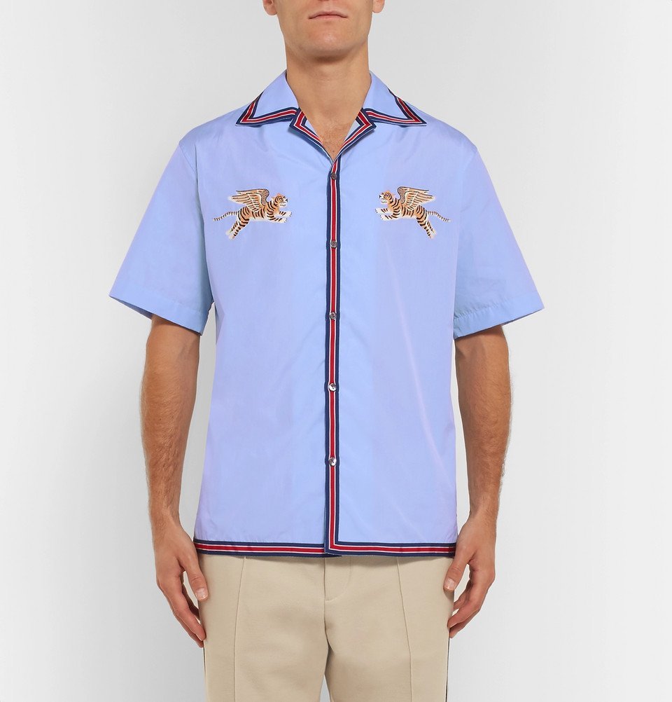 Gucci Monogram Polo Shirt in Blue for Men