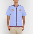 Gucci - Camp-Collar Embroidered Cotton Shirt - Men - Light blue