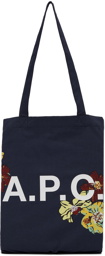 A.P.C. Navy Flower Print Lou Tote