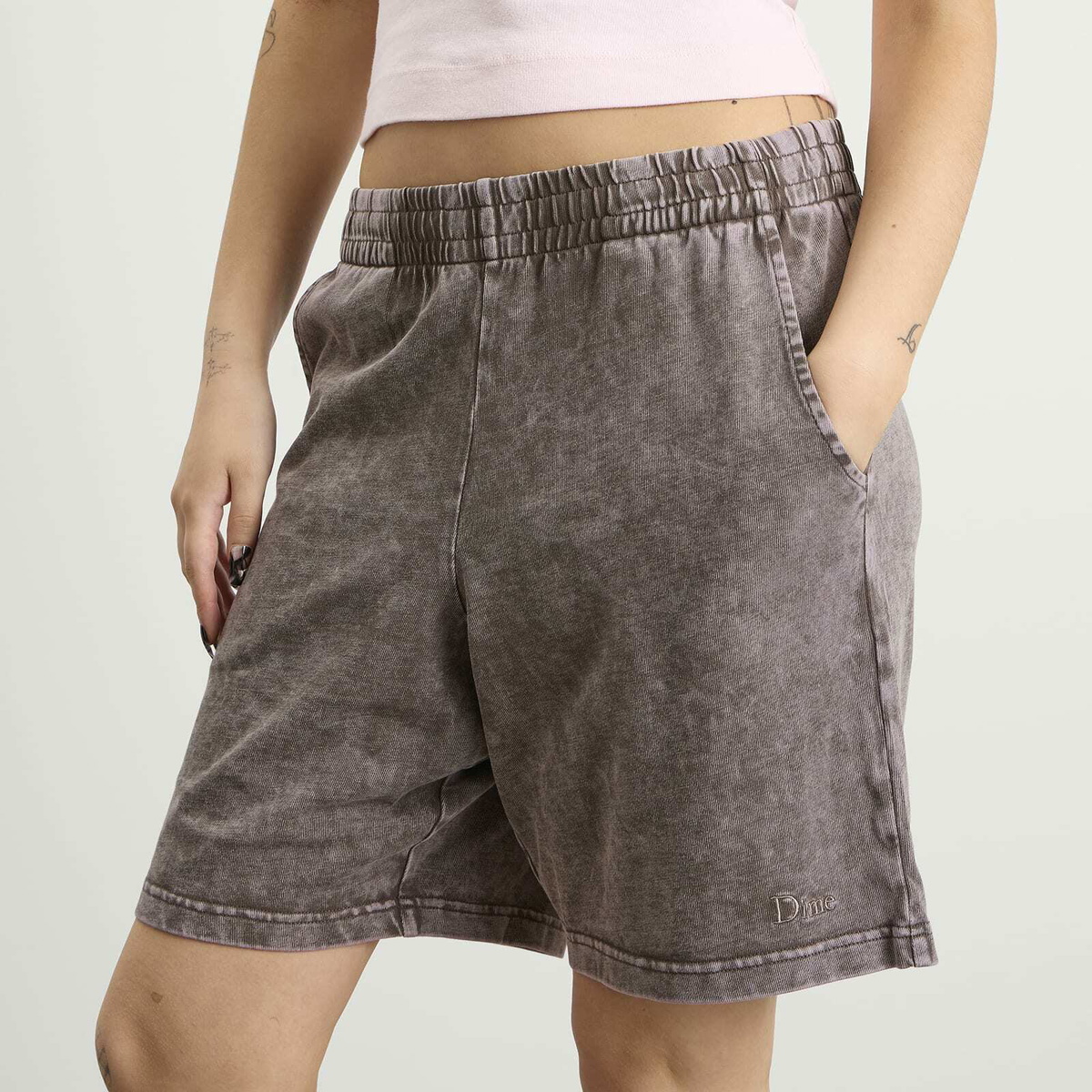 Dime Women's Classic Jersey Sweatshorts in Brown Washed