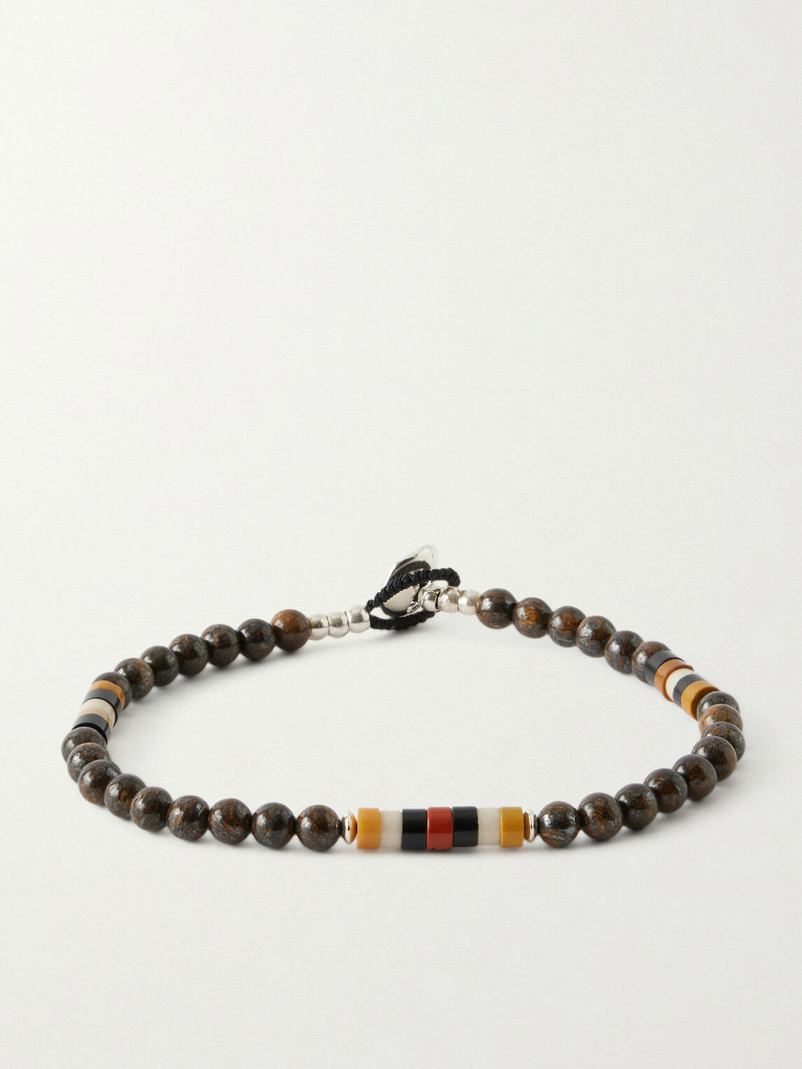 Mikia - Sterling Silver Bronzite and Jasper Beaded Bracelet - Brown