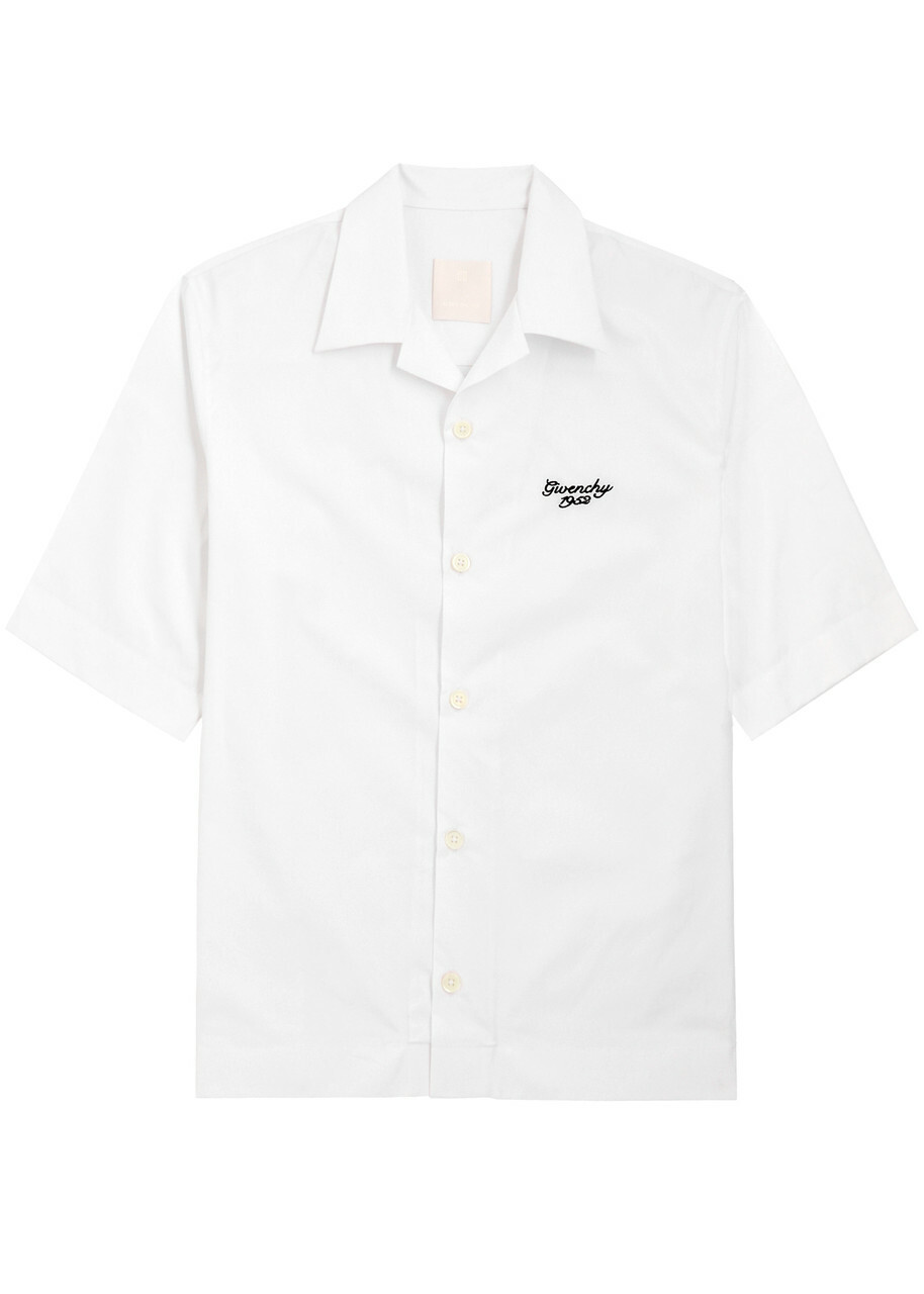 Tシャツ・カットソー GIVENCHY SS24 Embroidered poplin shirt (BM60ZZ15EJ 100) Givenchy Logo-embroidered Cotton-poplin Shirt White Givenchy