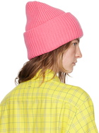 Acne Studios Pink Embellished Face Logo Beanie