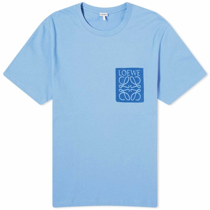 Photo: Loewe Men's Anagram Fake Pocket T-Shirt in Riviera Blue